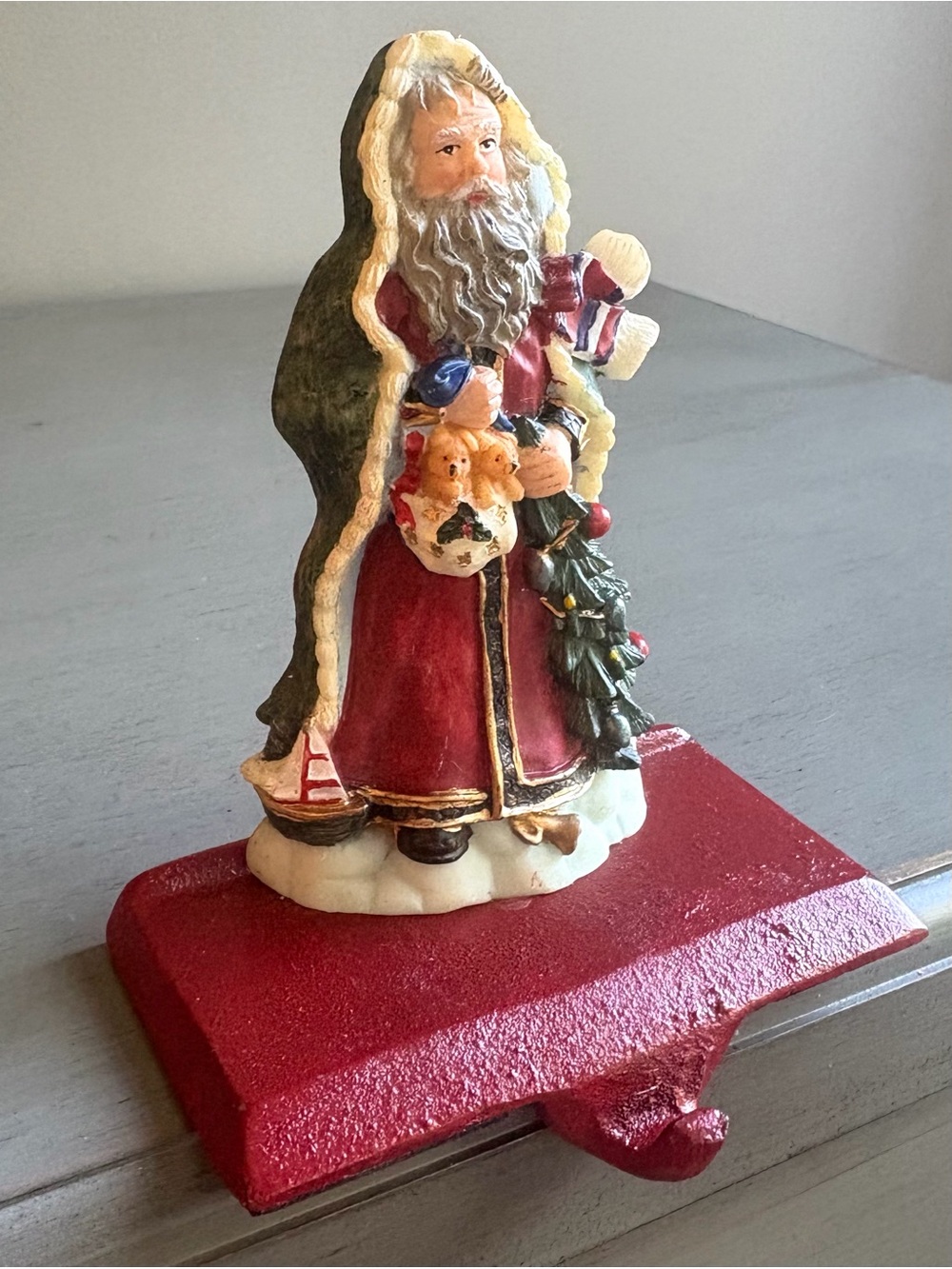VTG 90s Cedar Creek Collection Stocking Hanger Set Santa Cast Iron Kirkland's - Picture 5 of 10
